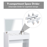 HOMCOM White Dressing Table Set with Flip-Up Mirror, Hidden Storage & Padded Stool