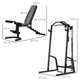 SPORTNOW Smith Machine Power Rack with Pull Up Bar, Lat Pull Down & Adjustable Bench – Home Gym Station