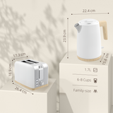 HOMCOM Quick Boil Kettle & Toaster Breakfast Set – Matching Coordinated Design with Adjustable Browning