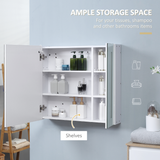 kleankin LED Illuminated Bathroom Mirror Cabinet with Touch Switch – Wall-Mounted Storage, Mirrored Doors