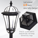 Outsunny Set of 2 Solar LED Garden Lamp Posts with Adjustable Four-Section Poles – Lantern Lights, Black