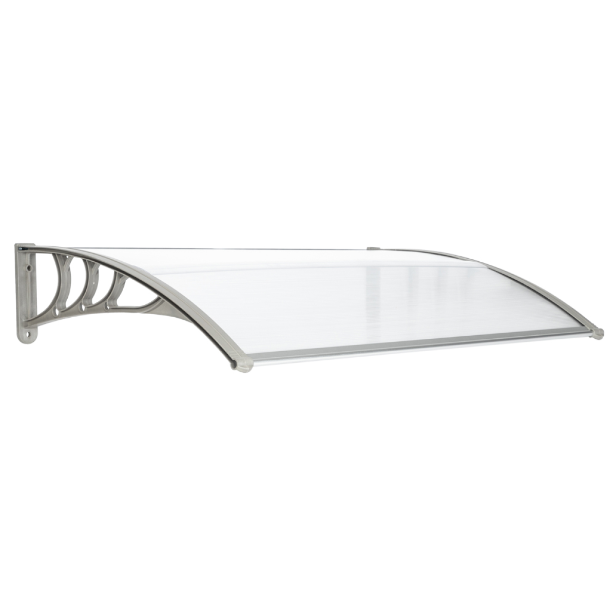 Door and Window Rain Cover Eaves Canopy, 120 x 80cm – Polycarbonate Hollow Sheet, ABS Brackets, White and Grey