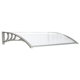 Door and Window Rain Cover Eaves Canopy, 120 x 80cm – Polycarbonate Hollow Sheet, ABS Brackets, White and Grey