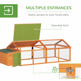 PawHut Wooden Chicken Run with Nesting Box & Openable Roof for 4-8 Chickens or Ducks – Poultry Run, Orange