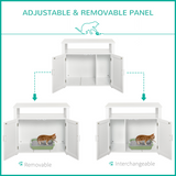 PawHut Cat Litter Box Enclosure Side Table with Magnetic Door and Two Shelves – Cat Furniture, White