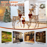 3-Piece Lighted Christmas Reindeer Family Set with 210 Warm White LEDs – Indoor and Outdoor Decoration