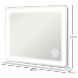 HOMCOM Vanity Mirror with LED Lights, 10X Magnifying Mirror & USB Charging Port – Wall or Tabletop, White