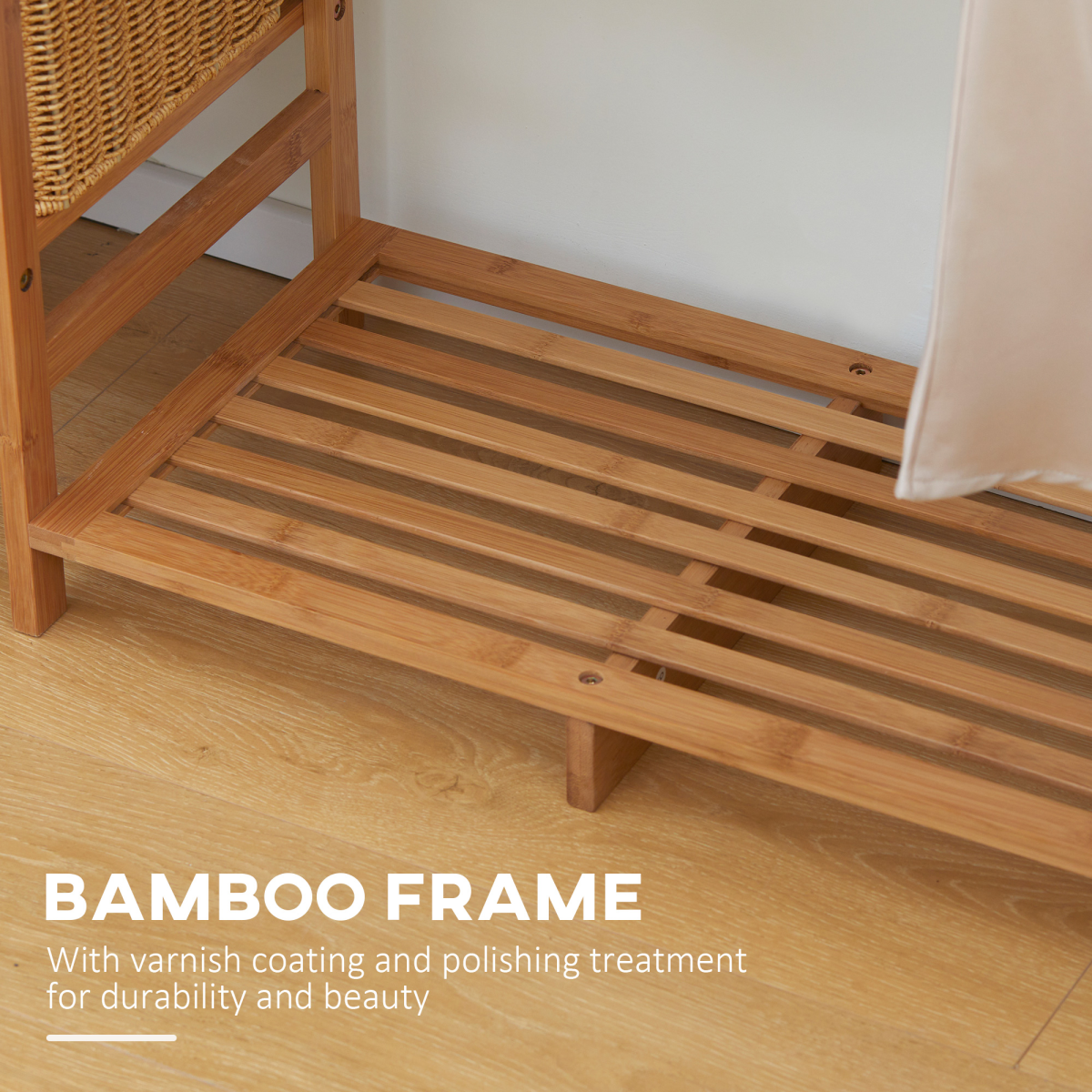 HOMCOM Bamboo Clothes Rail with 6-Tier Shelf & Hanging Rod – 145cm Open Wardrobe Garment Rack