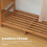 HOMCOM Bamboo Clothes Rail with 6-Tier Shelf & Hanging Rod – 145cm Open Wardrobe Garment Rack