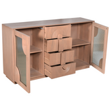 Indus Solid Wood Extra Large Sideboard with Wide Display Top – Artistic Statement Storage Furniture