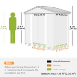 Outsunny 7 x 4ft Metal Garden Shed with Lockable Sliding Doors & Vents – Apex Roof Bike Storage, Natural