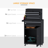 DURHAND Steel 4-Drawer Rolling Tool Cabinet with Removable Top Chest and Cupboard – Black