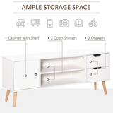 HOMCOM Scandinavian TV Stand Media Console with Open Storage Shelves – Minimalist Entertainment Unit