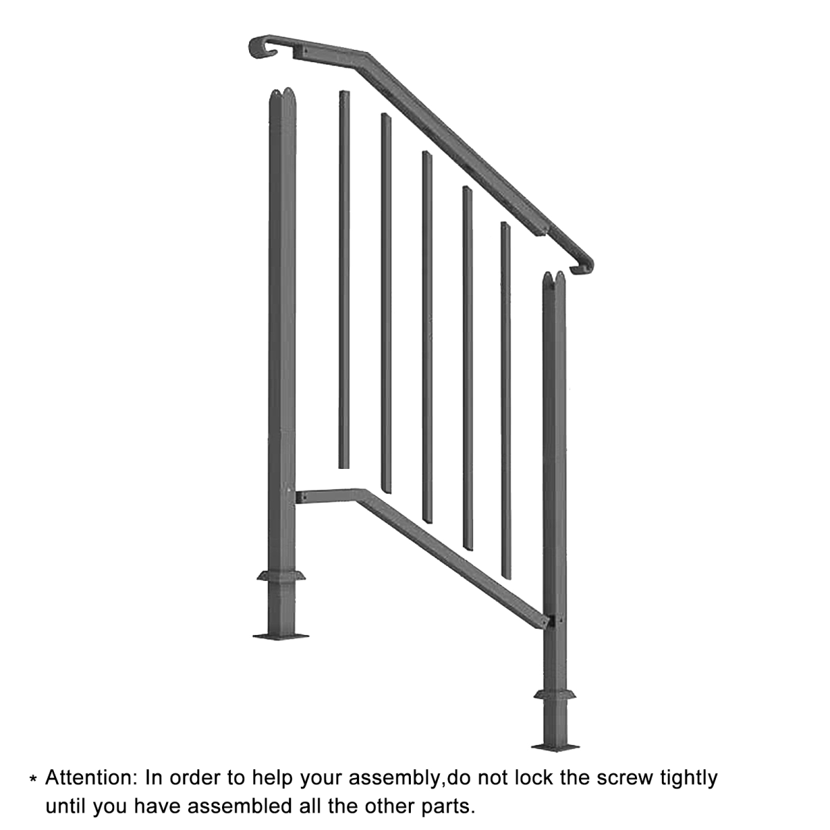 Artisasset Matte Black Outdoor Iron Handrail, 2 or 3 Steps – Galvanised Iron Garden Rail with Install Kit