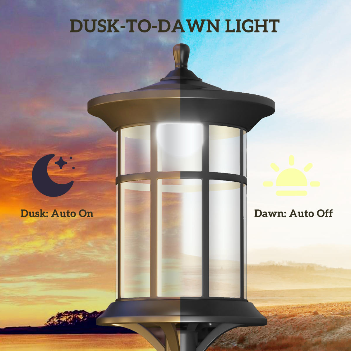 Outsunny Set of 2 Solar LED Outdoor Post Lights, IP44 Waterproof – Garden Pathway Lamps, Cool White, Black