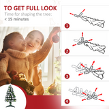 HOMCOM 3ft White Light Christmas Tree with 90 LEDs, Star Topper and Tri-Base – Pre-Lit Home Decoration