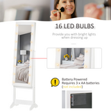 HOMCOM LED Mirrored Jewellery Cabinet with Full-Length Mirror, 36 x 30 x 136 cm – Storage, White