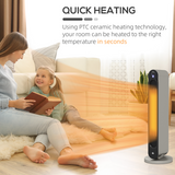 HOMCOM 2200W Ceramic Heater with Remote Control & 12-Hour Timer – Fast PTC Heating, Compact, Silver