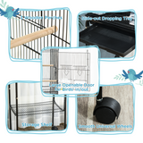 PawHut Bird Cage for Budgies, Finches, Canaries & Parakeets with Stand, Wheels & Slide-Out Tray – Black