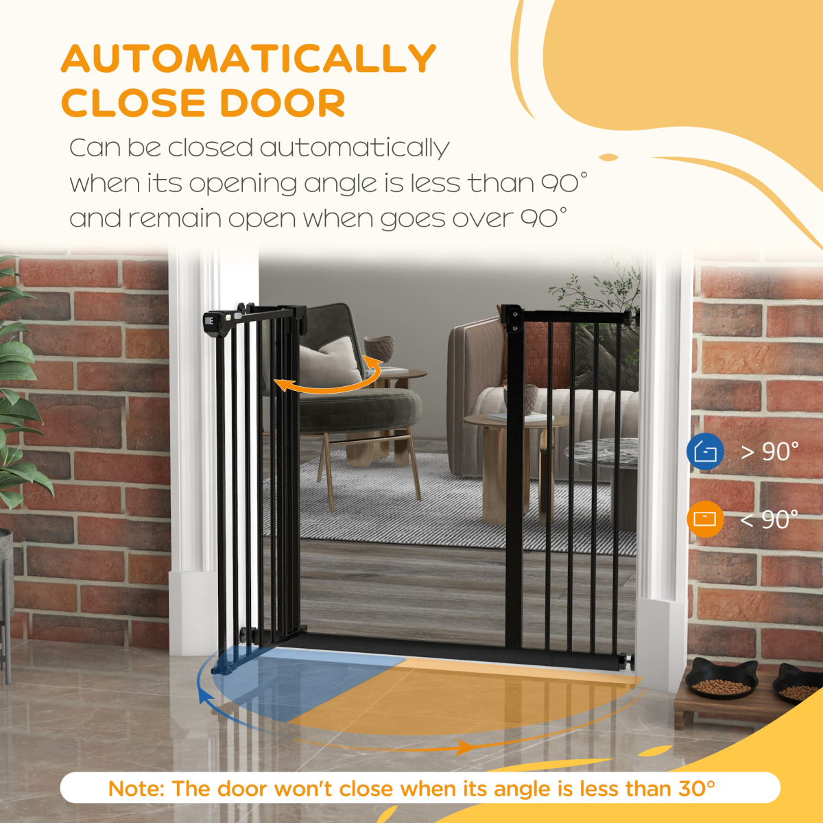 PawHut Adjustable Metal Pet Safety Gate with Extension & Auto-Close Door – Doorway & Stair Barrier, Black
