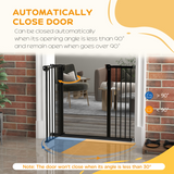 PawHut Adjustable Metal Pet Safety Gate with Extension & Auto-Close Door – Doorway & Stair Barrier, Black