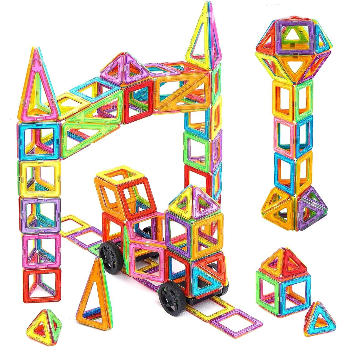 110 Piece Magnetic Building Blocks Set with Carrying Case – Educational Construction Toy for Kids