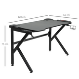 HOMCOM Gaming Desk with Steel K-Frame, Cup Holder, Headphone Hook and Cable Management – 120cm Racing PC Desk
