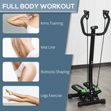 HOMCOM Stepper Machine with Resistance Bands – Heavy-Duty Steel Frame Home Fitness Workout Equipment