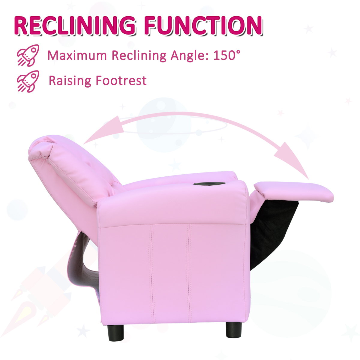 HOMCOM Kids Recliner Armchair with Footrest – Child-Size Mini Gaming Sofa for TV, Games & Reading