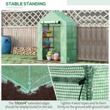 Outsunny Walk-In Greenhouse with 2 Tier Shelves, Roll-Up Zipped Door & PE Cover, 141 x 72 x 191cm – Green
