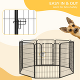 Pawhut 8-Panel Metal Pet Playpen for Dogs and Puppies – Folding Indoor and Outdoor Run Fence with Lockable Door