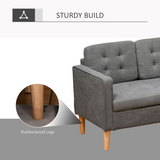 HOMCOM 3-Seater Button-Tufted Fabric Sofa with Hidden Storage and Rubberwood Legs – Compact Couch