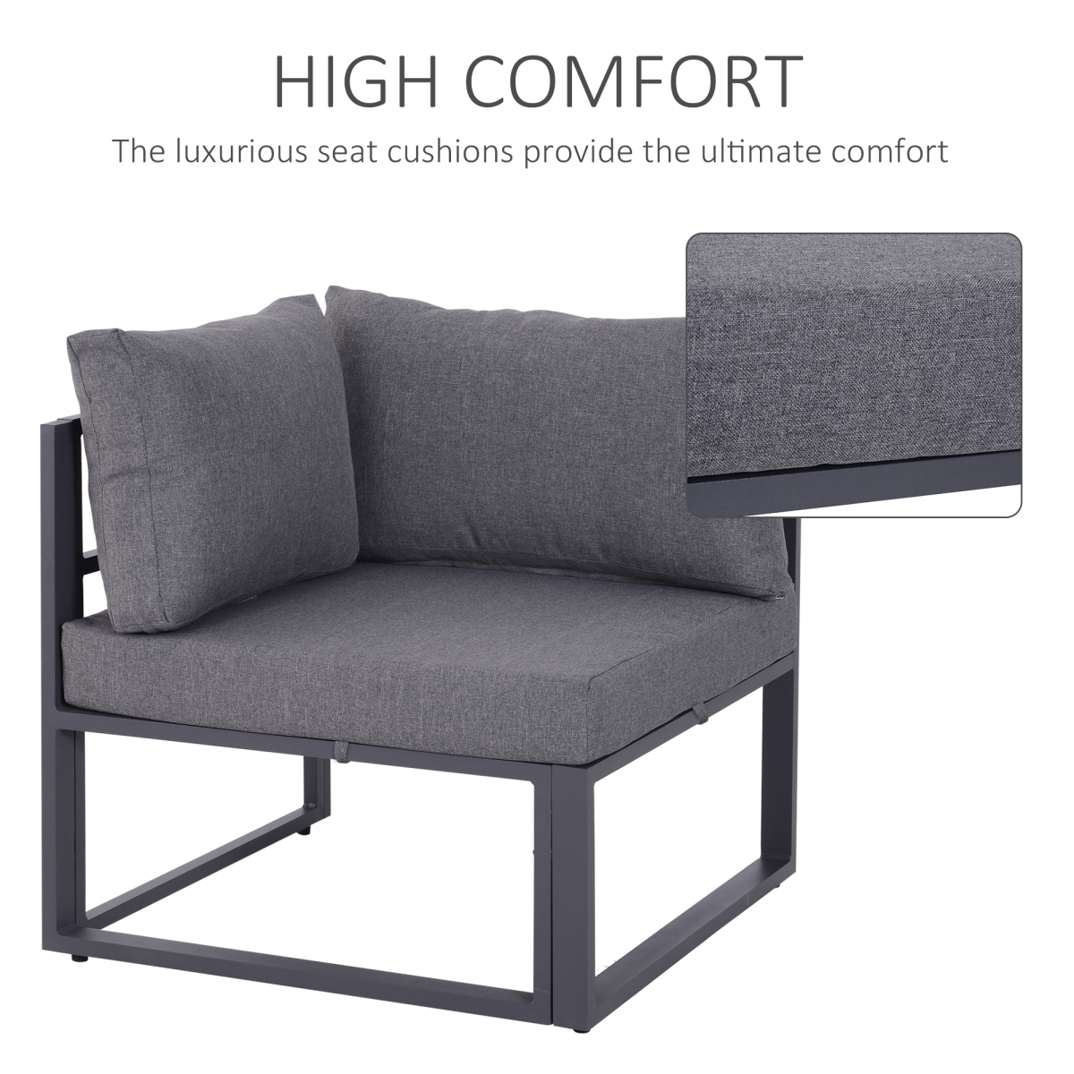 Close-up of the padded cushions on the Outsunny sectional sofa set