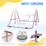 HOMCOM Kids Gymnastic Bar with Adjustable Height, Foldable Steel Training Bar for Indoor & Outdoor – Pink
