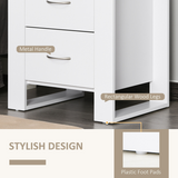 HOMCOM 2-Drawer Bedside Table with Silver-Tone Handles – Particle Board Bedroom Storage, White