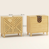 HOMCOM Bamboo Bathroom Under Sink Cabinet with Adjustable Shelf & U-Shape Cut-Out – Nordic Style, Natural