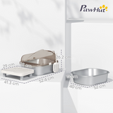 PawHut Stainless Steel Cat Litter Box with Lid, Sand Drop Step & Scoop – High Sided, Charcoal Grey