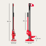 HOMCOM 3 Tonne High Lift Farm Jack, 33" Steel Ratchet Jack with 11–65cm Lift – for 4x4s, Tractors & Trucks, Red