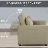 HOMCOM Click-Clack 2 Seater Sofa Bed with Cushions & Side Pockets – Space-Saving Guest Settee, Brown