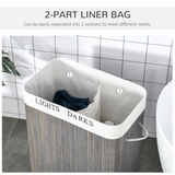 HOMCOM 100L Laundry Basket with Flip Lid, 2 Sections & Removable Lining – Grey