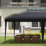 Outsunny 3 x 6m Heavy-Duty Pop Up Gazebo with Steel Frame & 3 Height Settings – Patio Party Canopy, Black