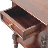 Artisan Furniture Solid Wood Vienna Nightstand with Drawer and Open Shelf – Winewood Oak Finish, Dark Brown