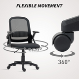 Breathable Mesh Office Chair with Flip-Up Arms & Curved Foam Back – Home Office Desk Chair, Black