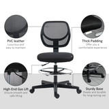 Vinsetto Tall Draughtsman Chair with Footrest Ring & Mesh Back – Drafting Stool for Standing Desks, Black