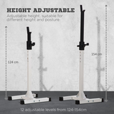 HOMCOM Heavy Duty Adjustable Squat Rack Barbell Stand, 12 Height Levels, 150kg Load – Home Gym Weight Rack