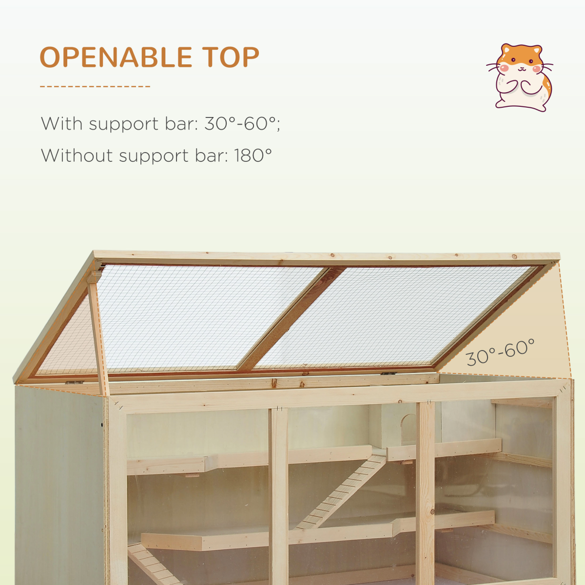 Wooden Hamster Cage with Exercise Run & Lockable Door – Small Animal Hutch for Rats, Mice, Guinea Pigs