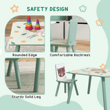 ZONEKIZ Kids Table and 2 Chairs Set with Rounded Edges – Children's Desk for Arts, Crafts & Homework, Green