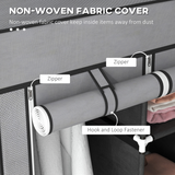 HOMCOM Portable Wardrobe with 5 Shelves, 3 Fabric Drawers & 2 Hanging Rails – Grey