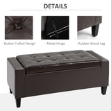 HOMCOM Tufted PU Leather Storage Ottoman Bench, 92cm – Blanket Box & Footstool for Bedroom and Hallway