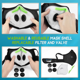 Reusable Half Face Mask with Activated Carbon Filters & Exhaust Valves – Cycling, Running and Outdoor Sports